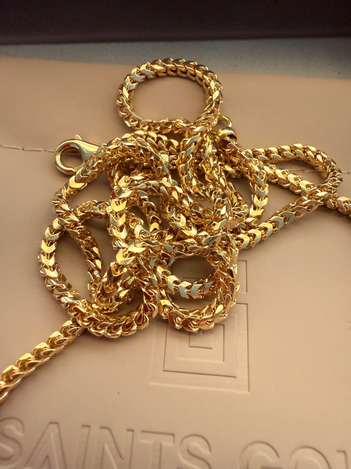 18K Solid Yellow Gold Franco Curb link chain…28 inches…2.5mm..30 grams…NEW!