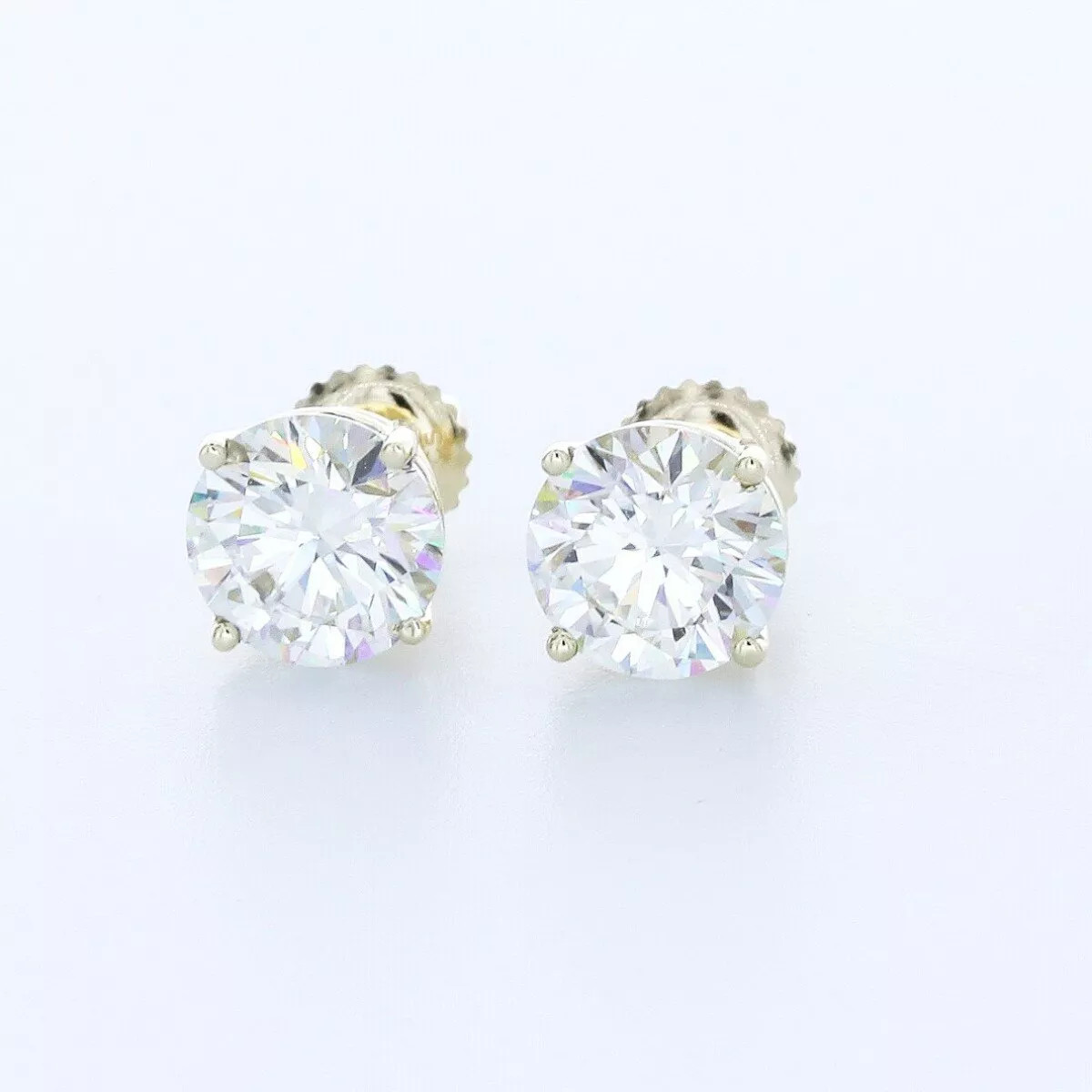 Stud Earrings Solid 14K White Gold Classic Round 5.99 CT Natural Diamond G SI1