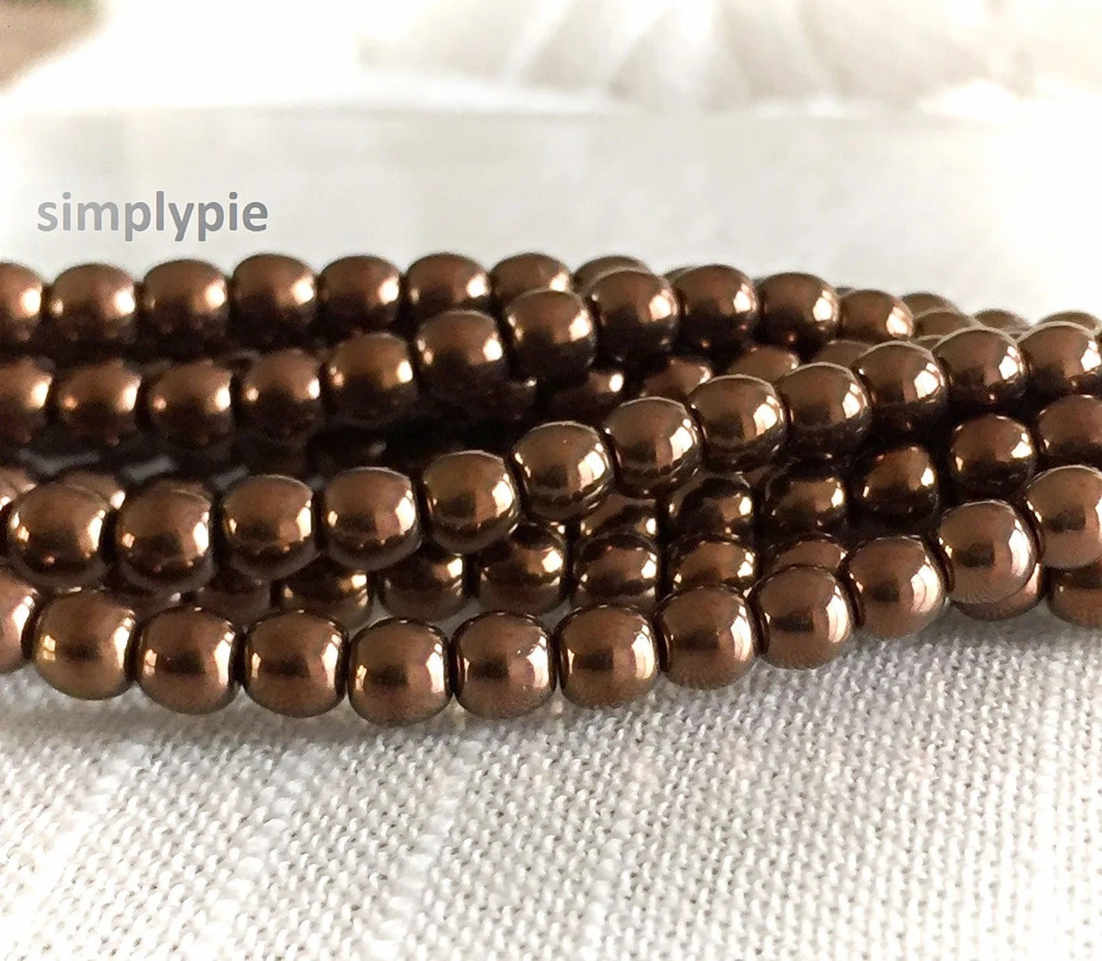 Dark Bronze Round Czech Glass Beads 4mm 50 Pcs Opaque Smooth Druk #FS