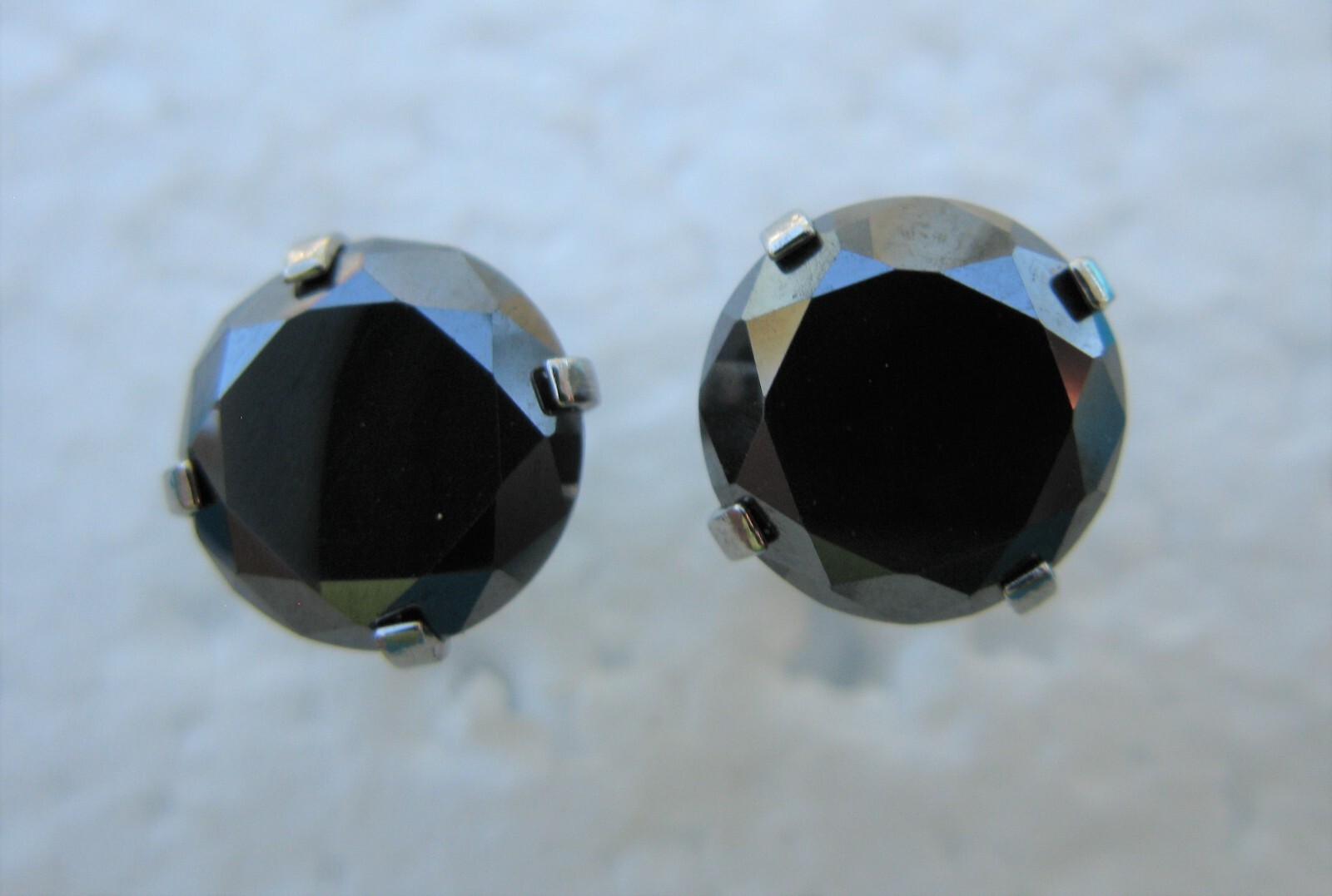 4.10ctw SCREW BACK 100% REAL BLACK DIAMOND EARRINGS,CERTIFICATE,FREE DIA TESTER