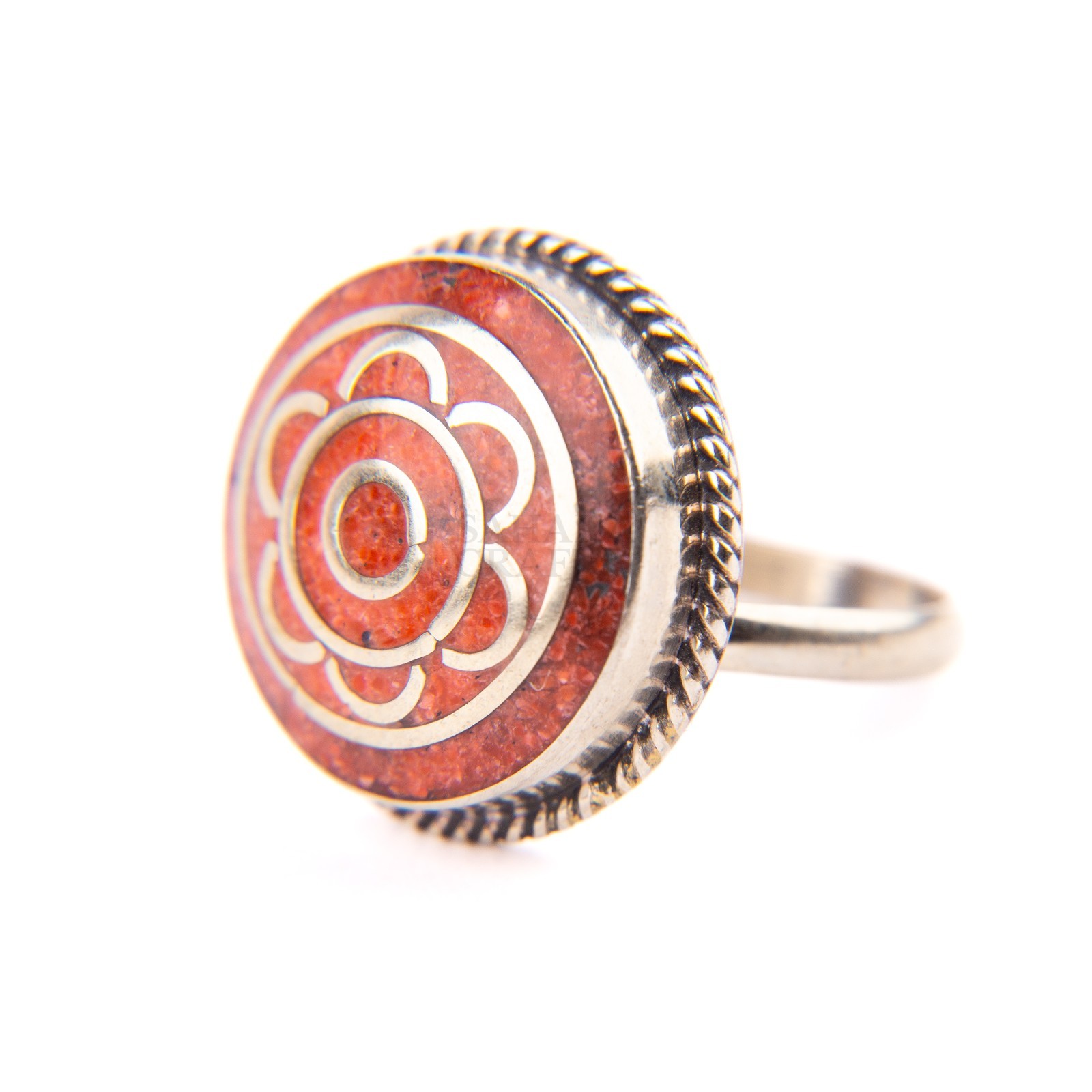 Tibetan Ring, Red Coral Tibetan Bead, Traditional Ring, Handmade Nepali Jewelry,