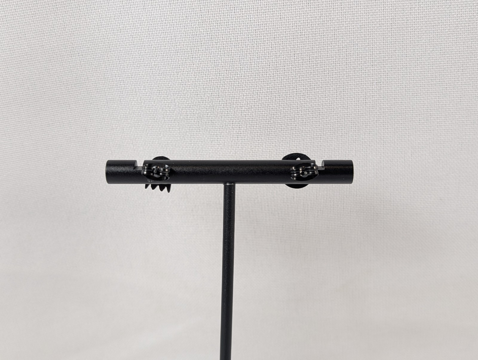 Post Pierced Earrings Tiny Small Black Metal Asymmetrical Pacman And Ghost