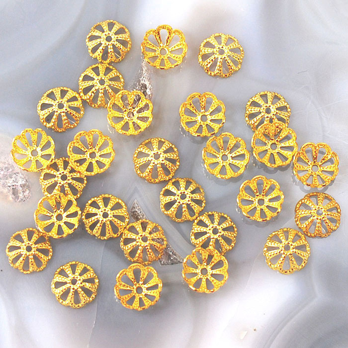 Flower Cap Silver Gold Spacer Beads Jewelry Findings Clasp 22/25pcs 7-10mm