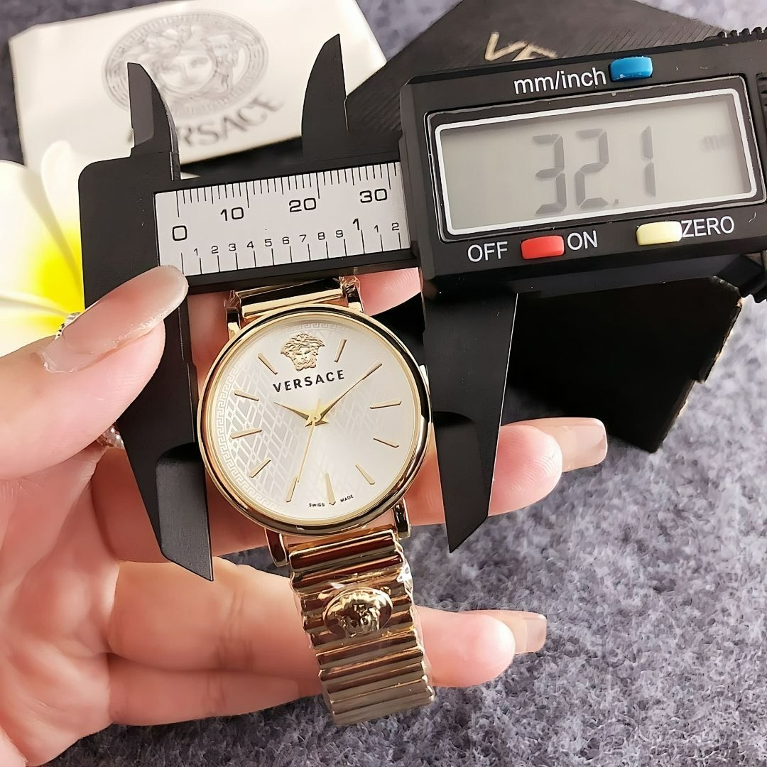 Timeless Versace 32mm Quartz Watch with Alloy Wristband and Box