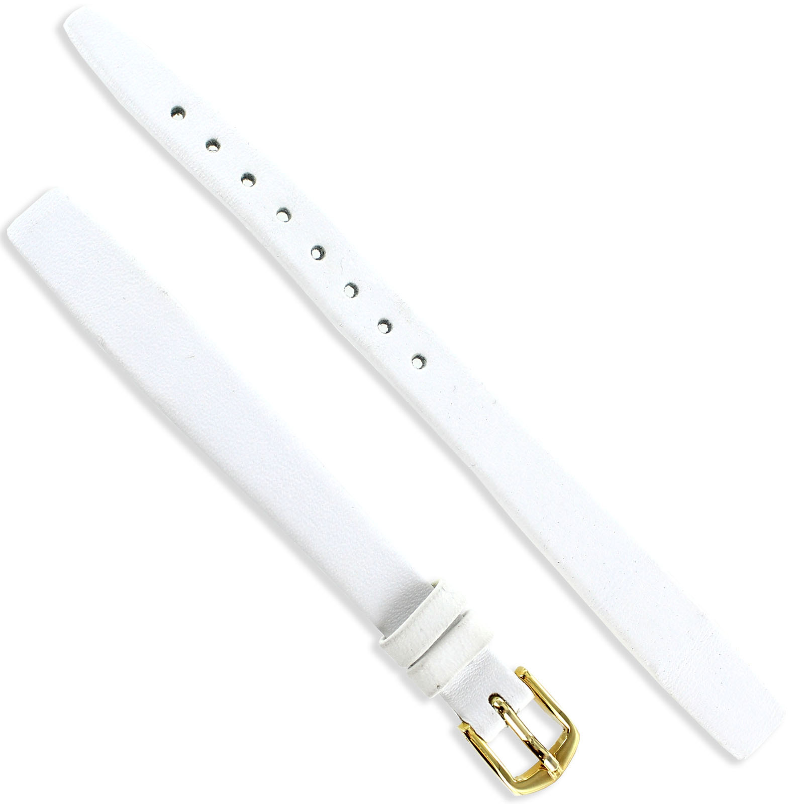 10mm Hirsch White Quality Calf Ladies Flat Unstitched Open Ended Watch Band