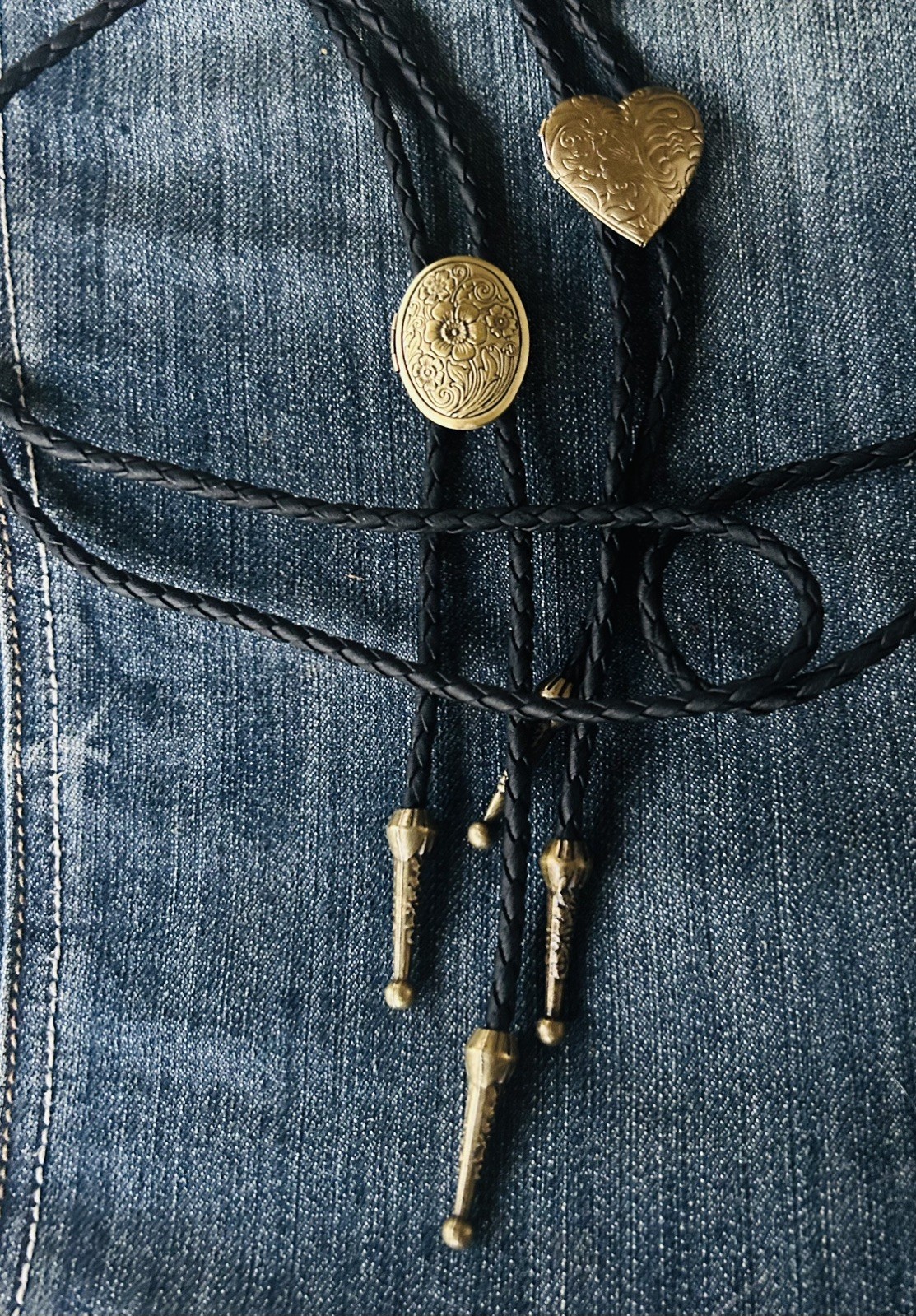 Bronze/Antique Gold Heart Locket Bolo Tie: You CHOOSE Locket + FREE SHIPPING