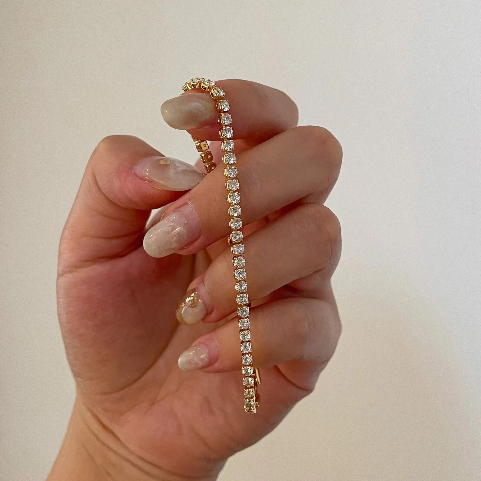 Genuine Natural Diamond Beautiful GH/SI-I2 Tennis Bracelet In 14k Yellow Gold