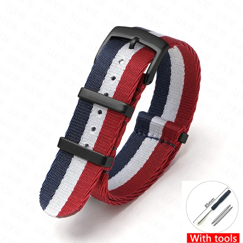 Canvas Nylon Watch Strap for Omega Swatch Seamaster Speedmaster Seiko 18-24mm