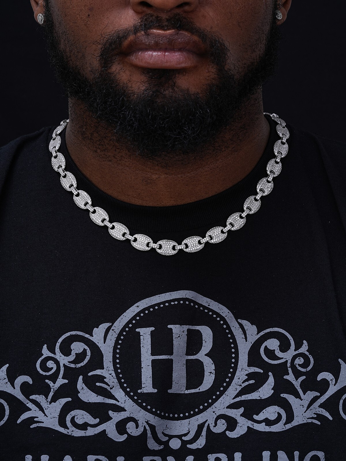 ICED Moissanite Puff Gucci Link Chain 12mm Hip Hop 925 Silver Passes Tester