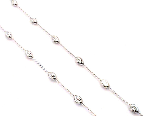 14K White Gold on Sterling Silver Oval Moon Station Cable Link 18″ 36″ Necklace
