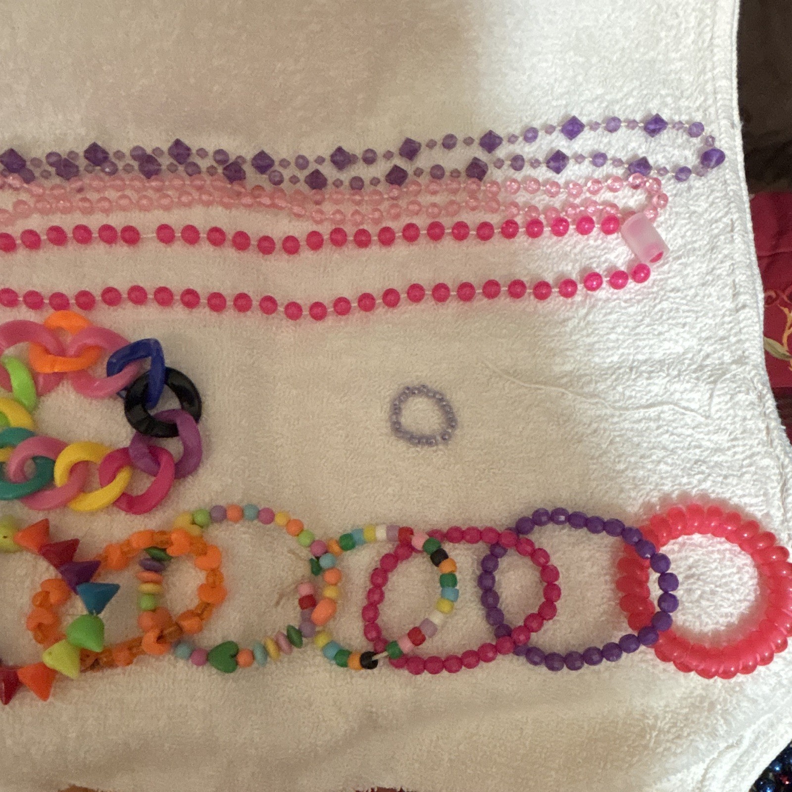 Kids Plastic Jewelry Mixed Lot 22 Multicolor Necklaces Bracelets Rings