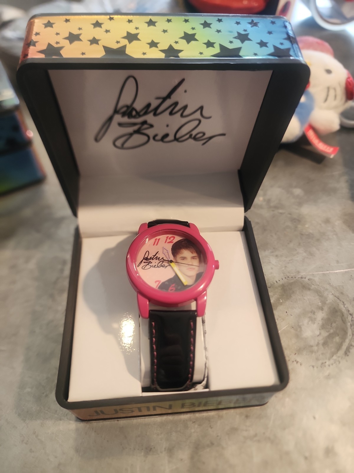 2011 Bravado Justin Bieber Pink Wrist Watch w/ Black Band with Box