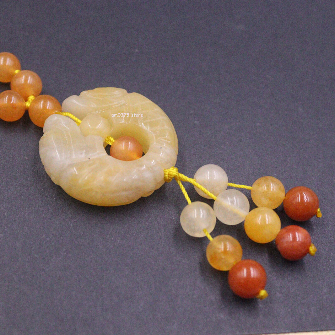 Natural Lighter Imperial Jade Necklace Women’s Dragon 8mm Beaded Sweater Chain