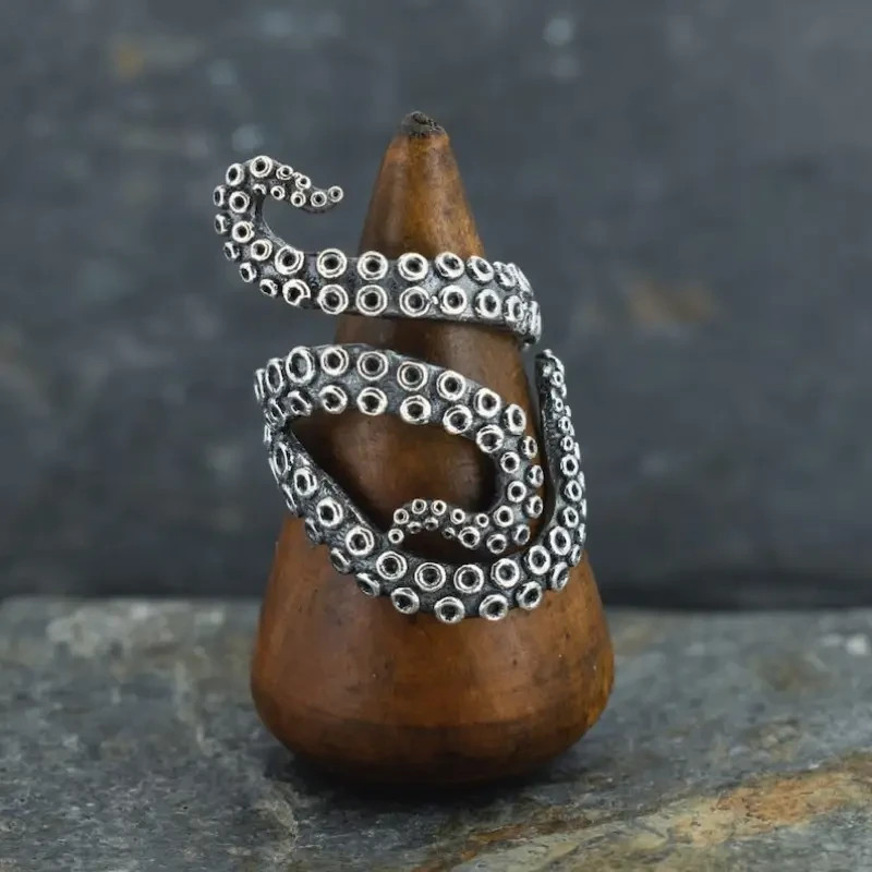 Elegant 925 Sterling Silver Fashion Charms Unique Octopus Ring One Size Fit All