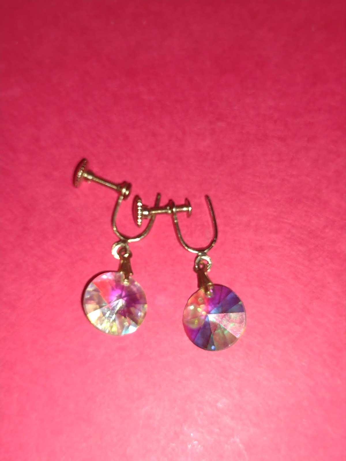 gold-tone multicolor dangly screw-earrings