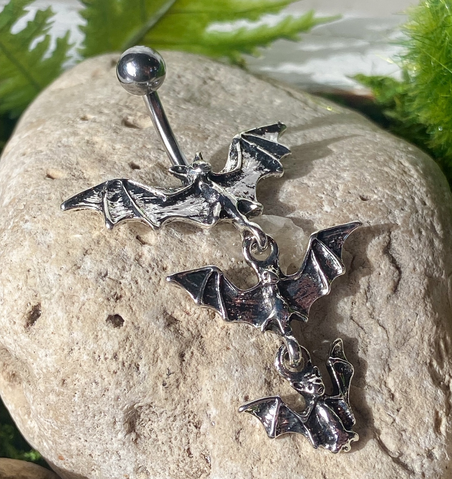 1pc Triple Vampire Bat Belly Ring Navel Piercing Pierced Naval Gothic Halloween