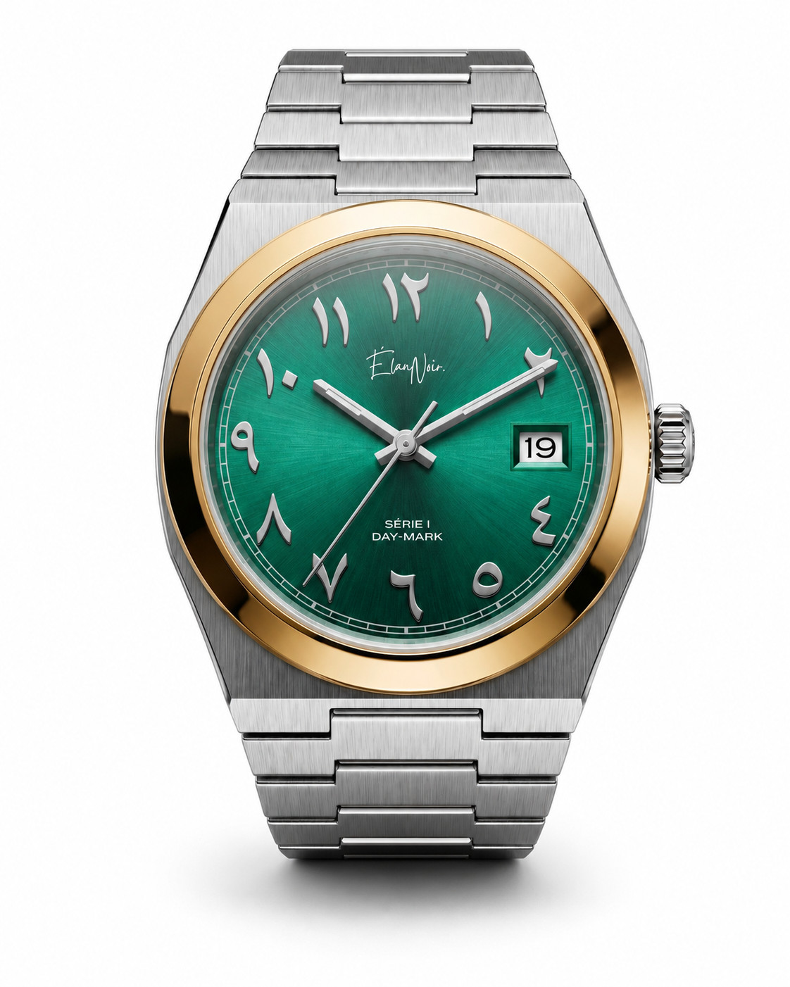 Élan Noir Série I Silver/Emerald 36mm AutomaticNH35 Sapphire Crystal Steel Watch
