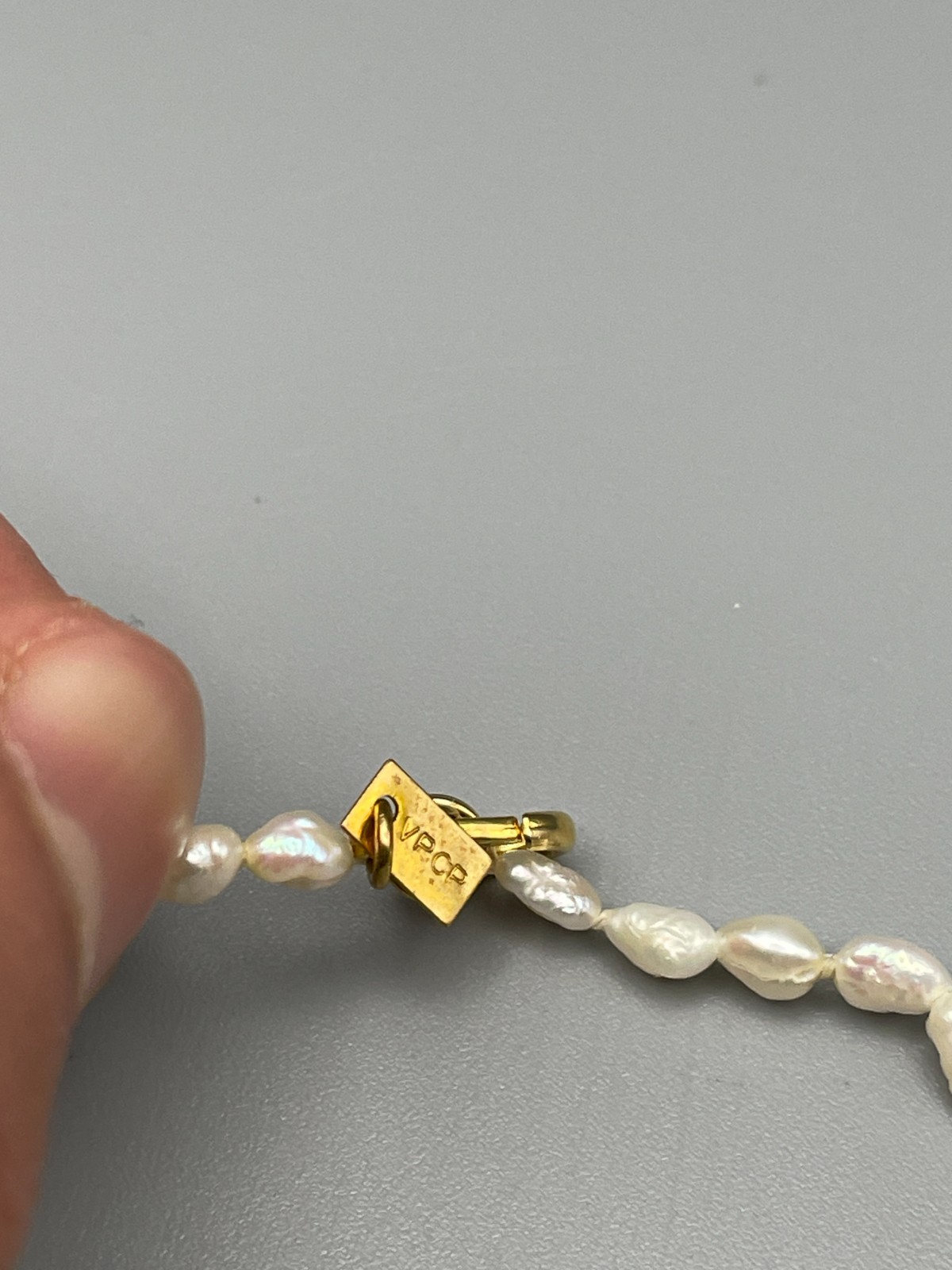 VPCP Paris Designer Pearl Necklace Real Baroque Pearls White Gold Effect Signed