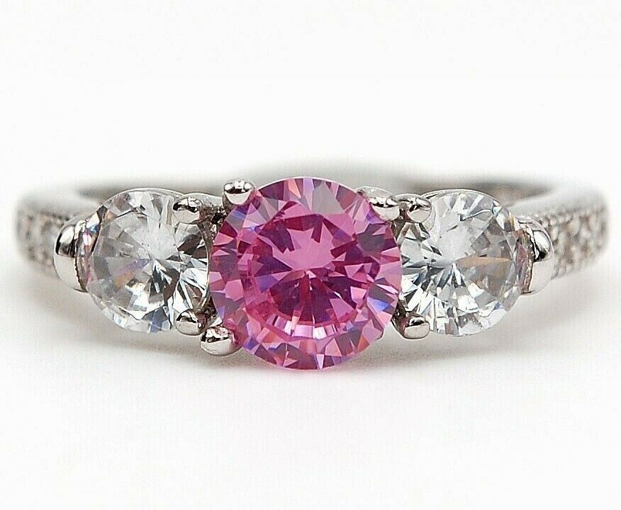 3CT Heat Treated Pink Topaz 925 Sterling Silver Ring Sz 6 UB3-8