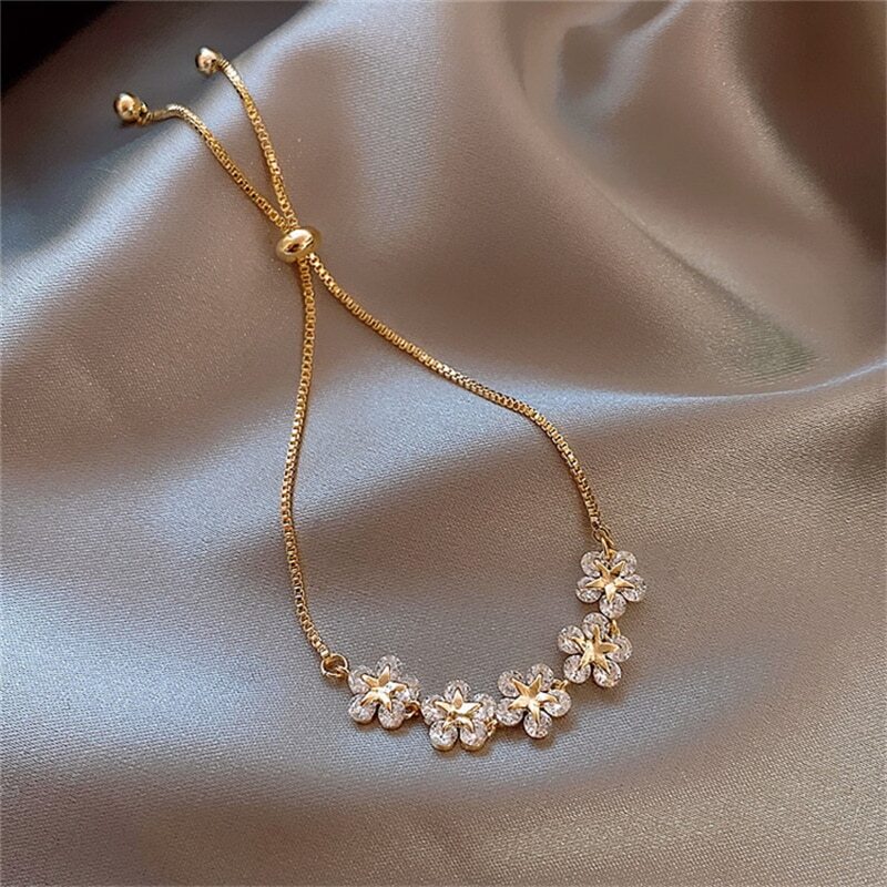 Adjustable Yellow Gold Silver Plated CZ Drawstring Slider Bracelet Gifts – NEW!