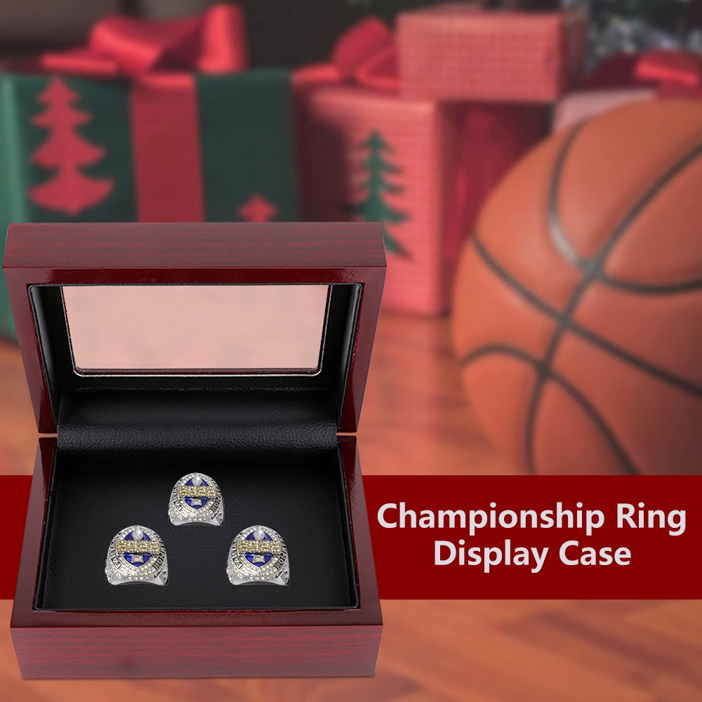 Championship Ring Display Box – Wooden Collection Case Storage Holder 1-7 Slots