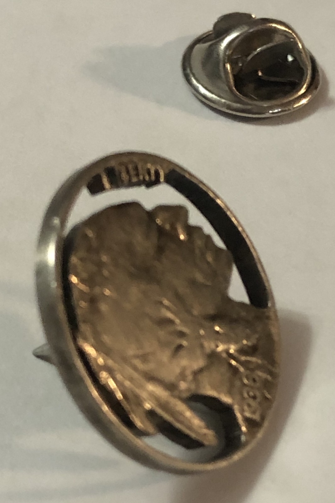 Artisan Cut Coin 1936 Buffalo Nickel Liberty Hat Pin Tie Tack Lapel Pin
