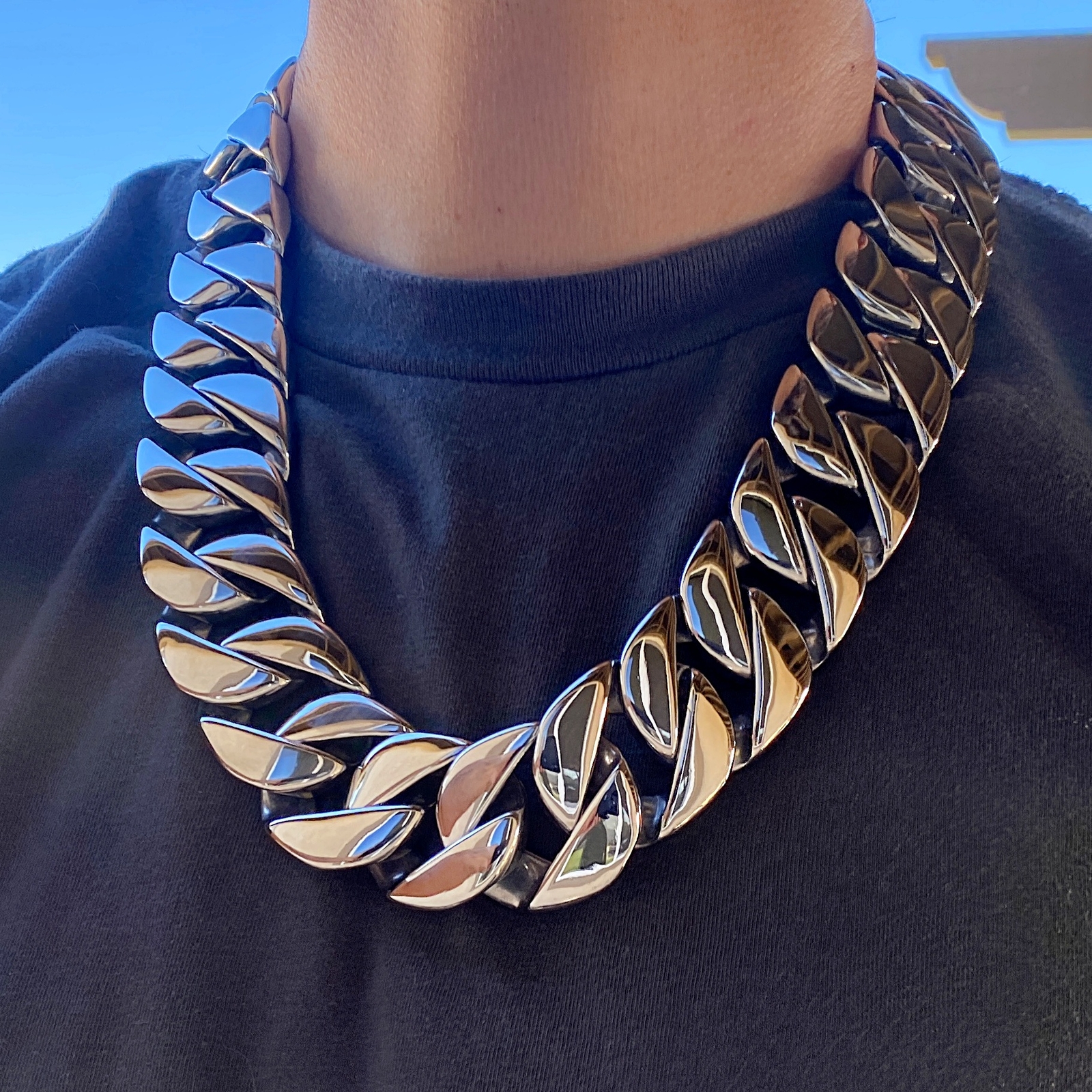 Men’s Huge 30MM Thick Chain Silver Cuban Link 316L Stainless Steel 24″ Necklace
