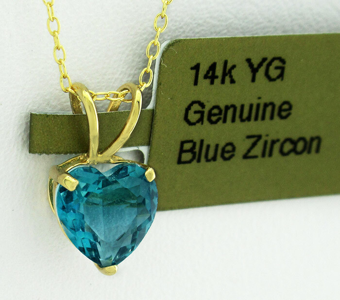 GENUINE 0.84 Cts BLUE ZIRCON PENDANT 14k GOLD – Free Certificate Appraisal – NWT