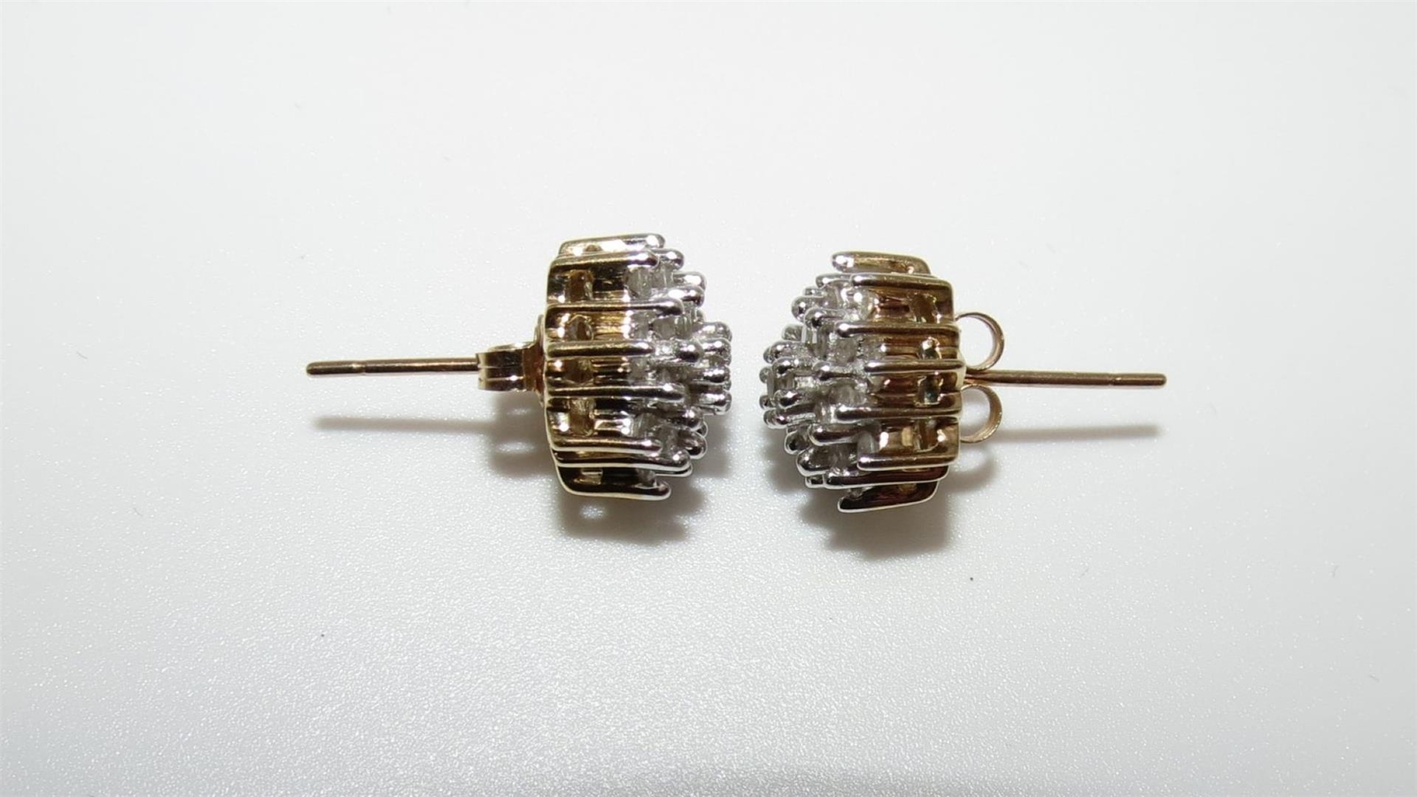 10k gold ZEI designer 2cts+ diamond cluster necklace and earrings
