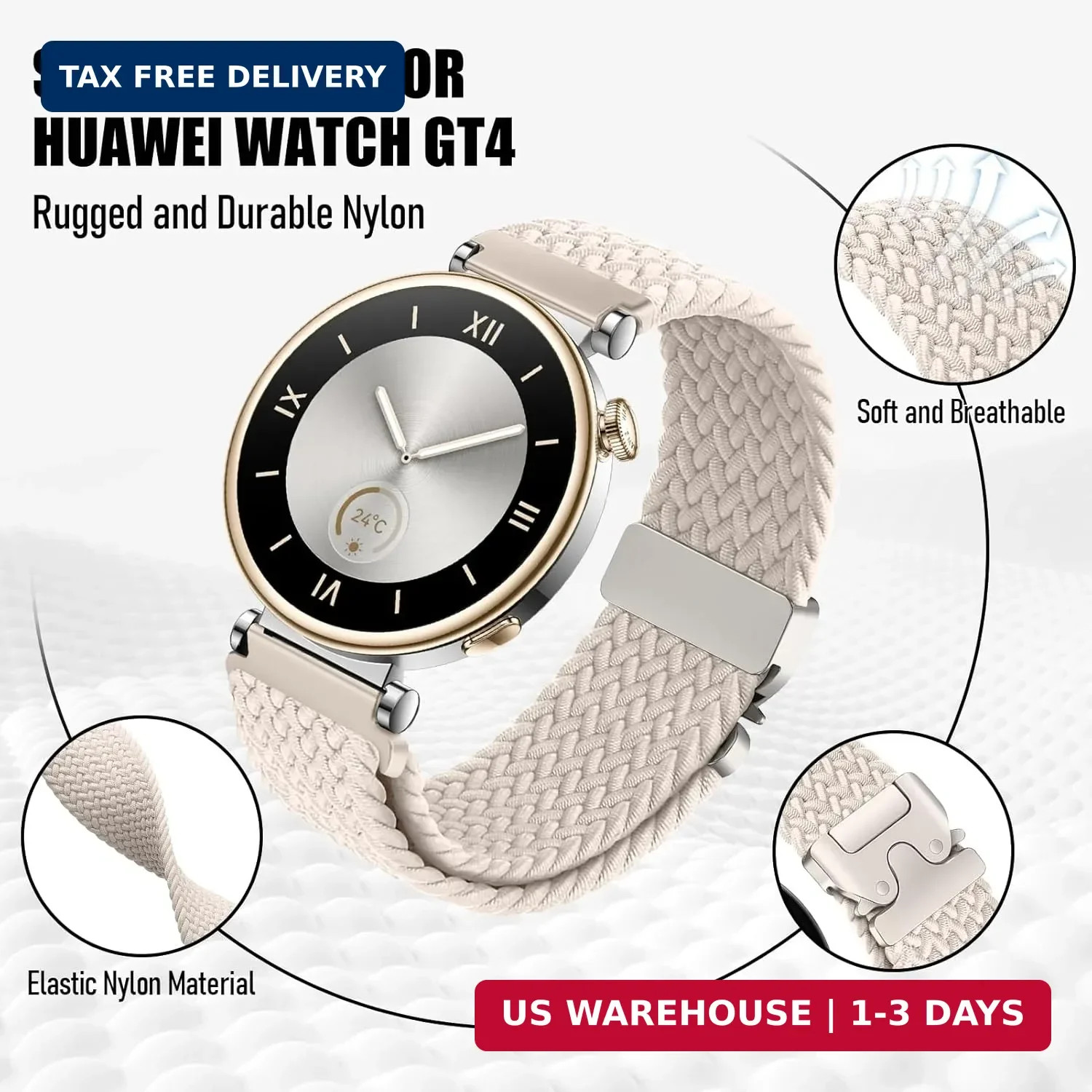 18mm Braided Bands for Garmin Venu 3S 2S/Venu 4 41mm/Vivoactive 4S/Vivomove 3S/F