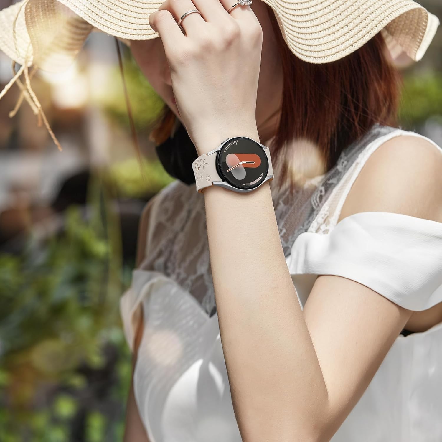 Flower Engraved Band for Samsung Galaxy Watch 7/6/5/4/FE 40mm 44mm/Galaxy Watch