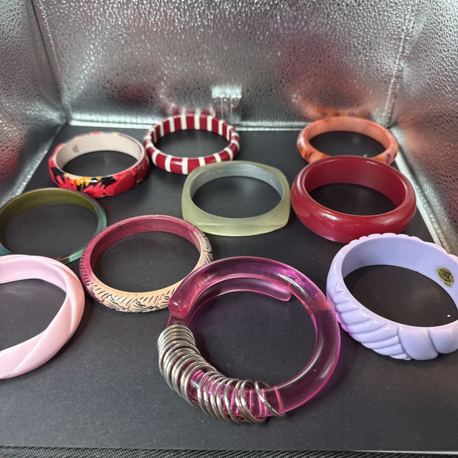 Vintage 10 Celluloid & Lucite Plastic Bracelets Variety Collection
