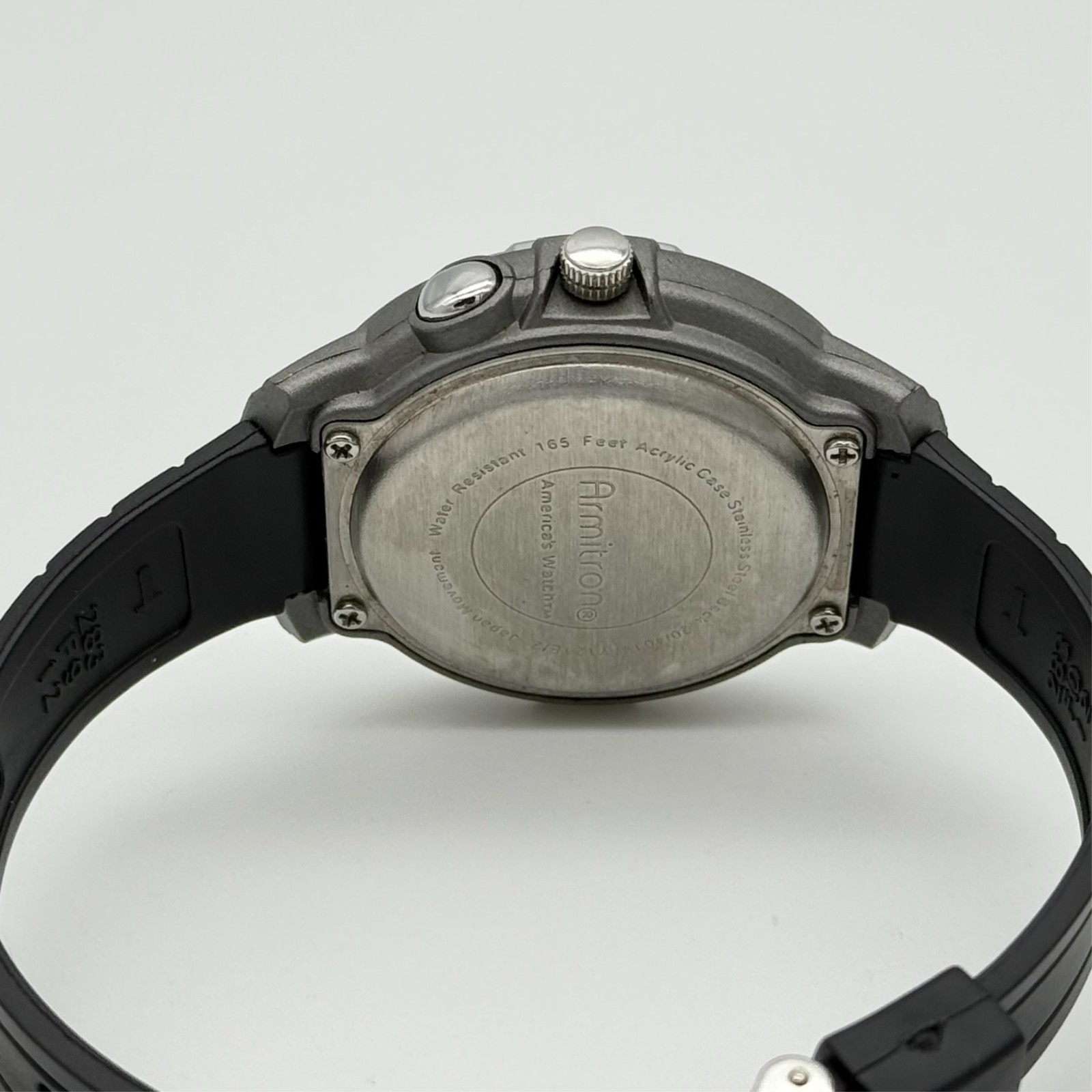 Unisex ARMITRON Instalite Silver/Gray Analog Sport Watch Black Band 39mm 20/4014