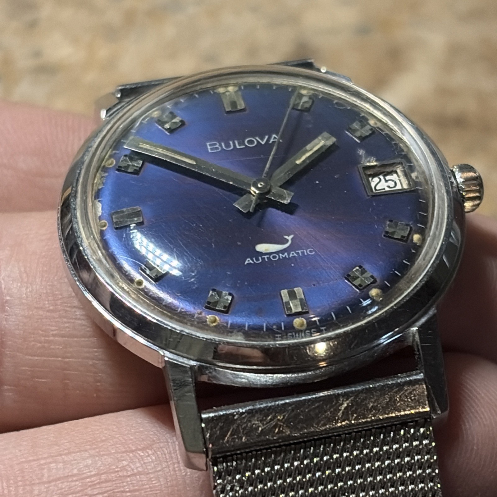 Vtg BULOVA Sea King Men’s Automatic 11 ANACD Watch Date Blue dial (Repair) READ