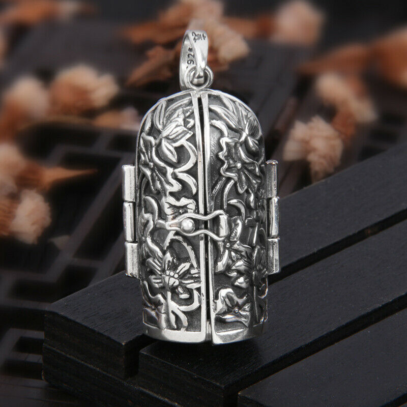 Pure Solid S925 Sterling Silver Men Women Bless Kwan-yin Buddha Pendant