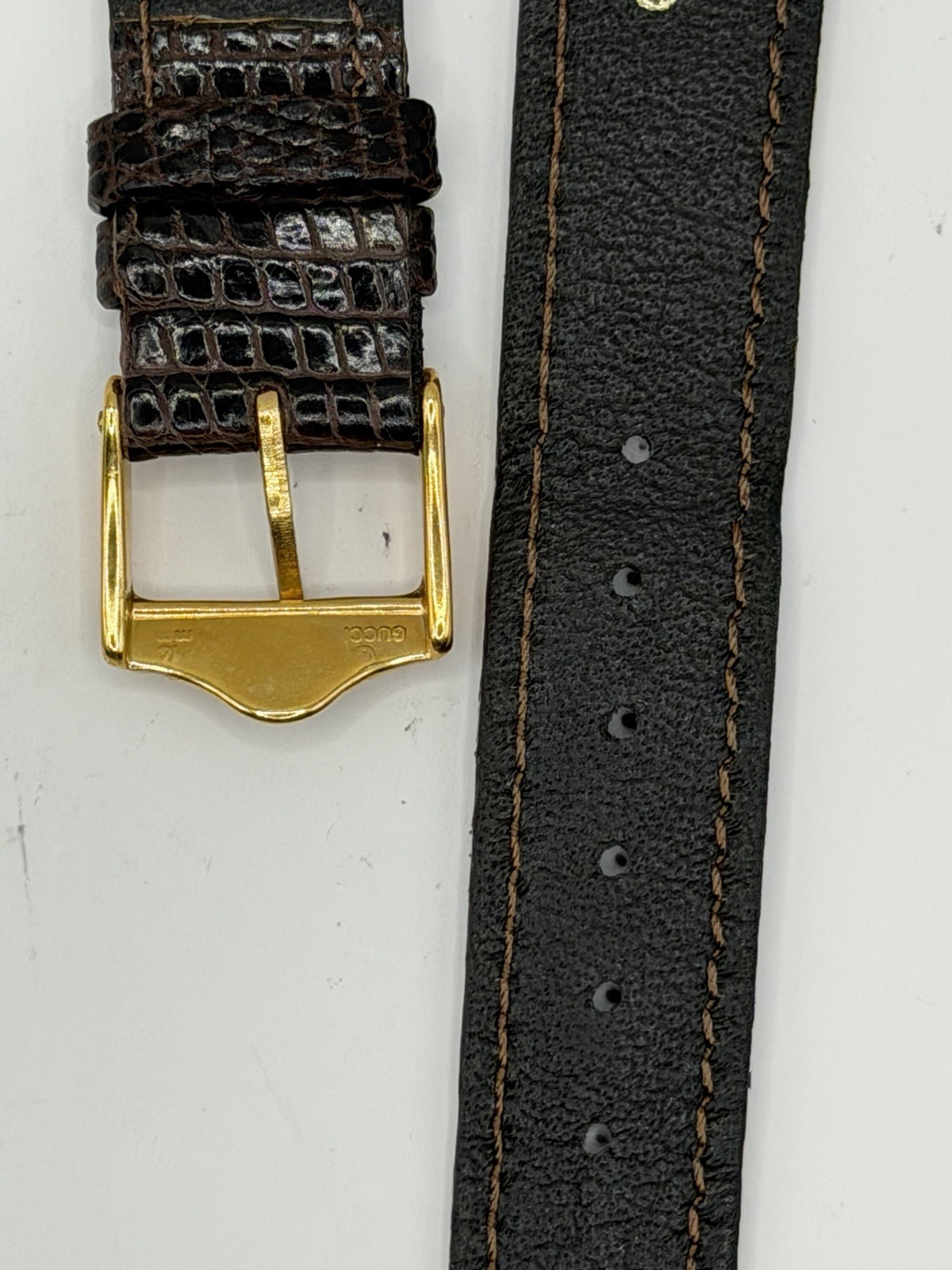 Gucci Dark Brown Lizard Leather Watch Strap 16mm OEM #GS129