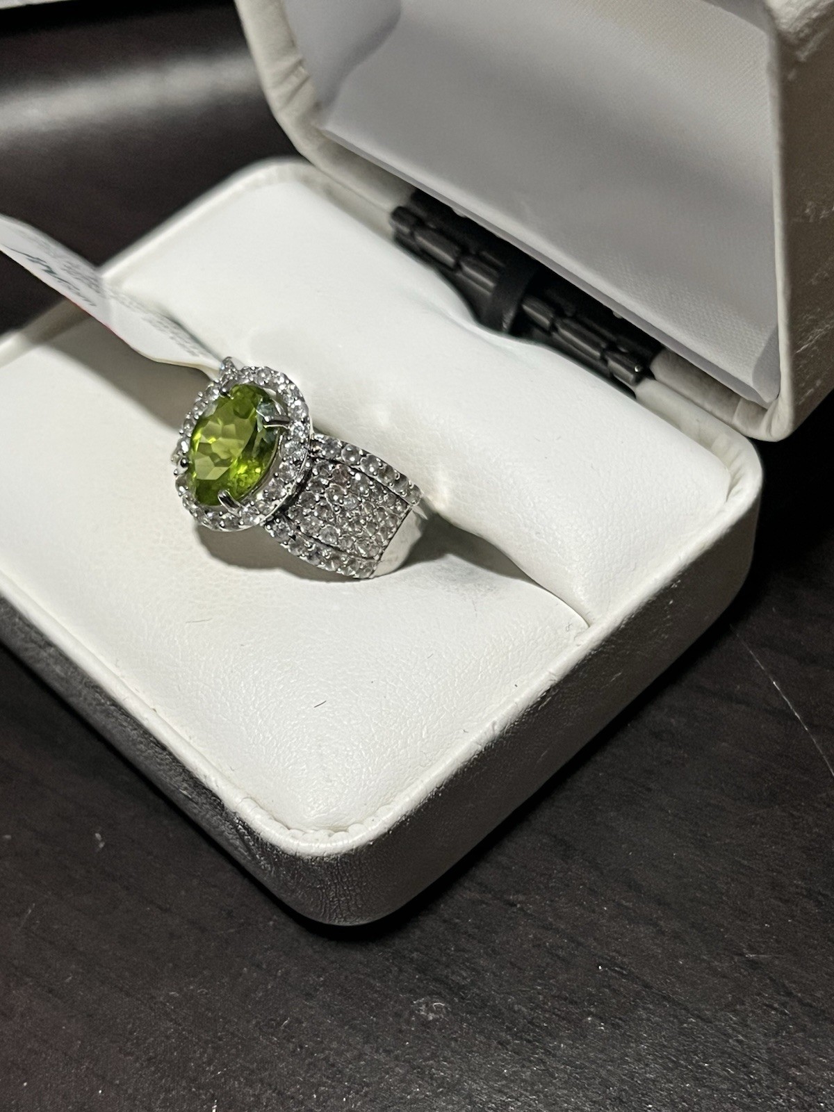 JTV 2.80ct Oval Peridot & 1.83ctw White Zircon Ring Sterling Silver 925 Size 6