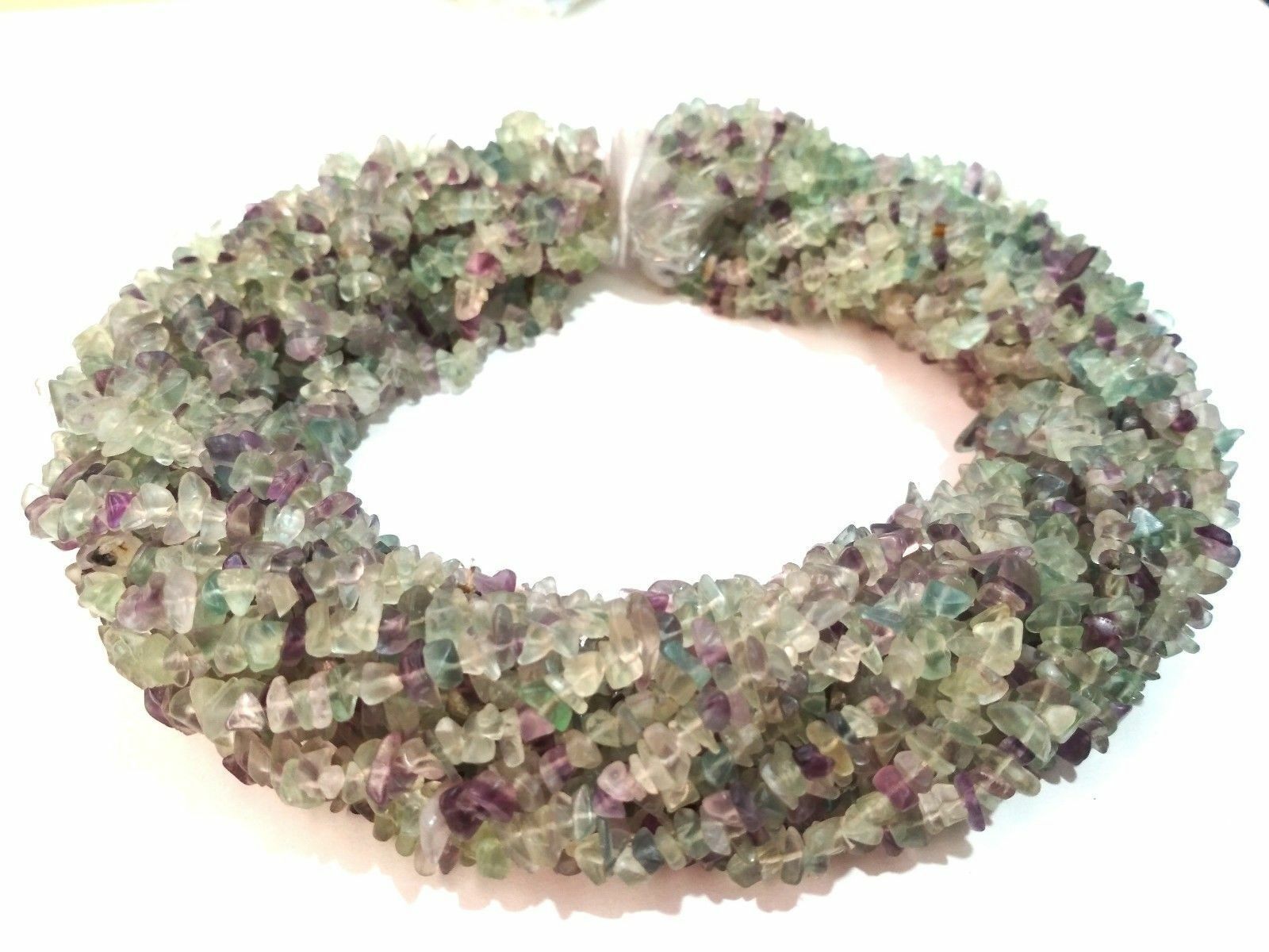 1-5 Strand Natural Multi Fluorite Smooth Chips Nuggets 4-6mm Loose Beads 34″inch