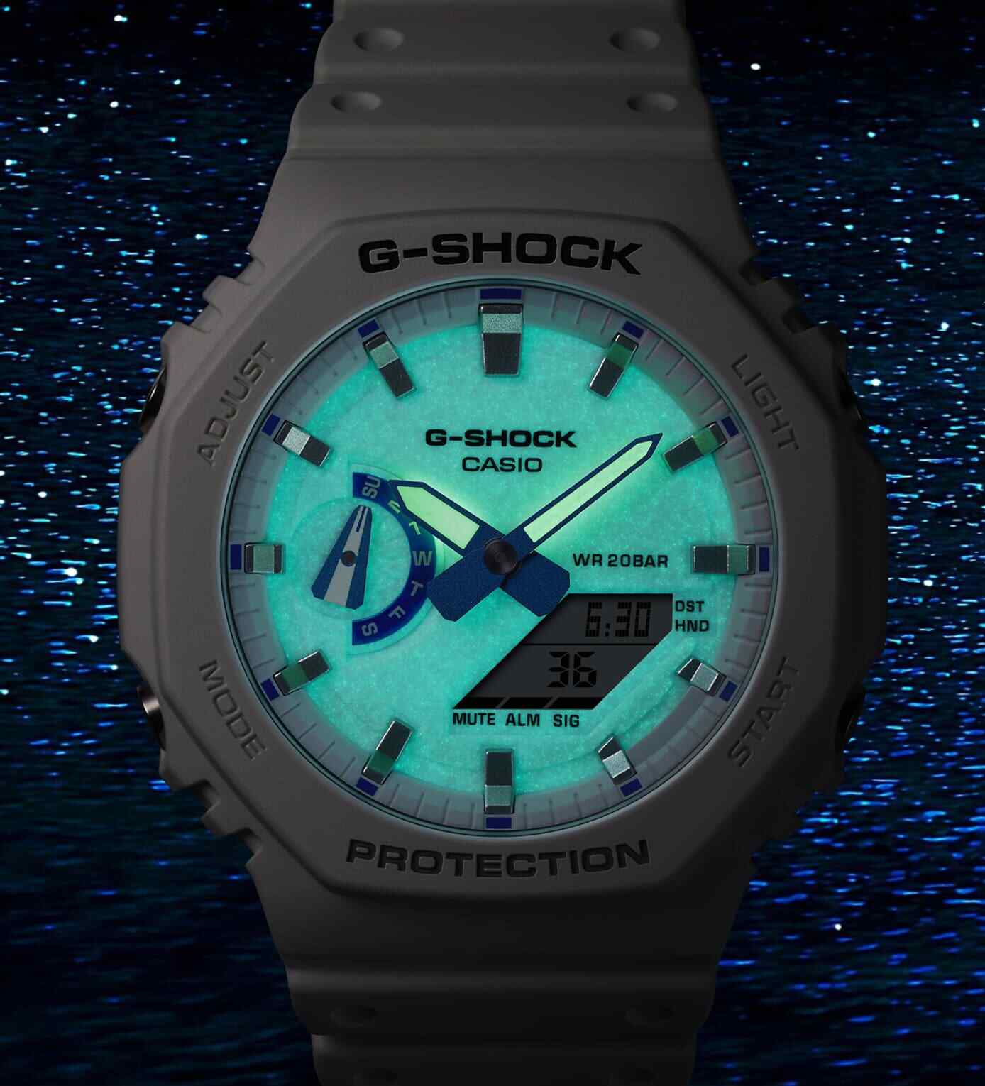CASIO G-SHOCK GA-2100HDS-7AJF HIDDEN GLOW Analog Digital Watch White 45.4mm