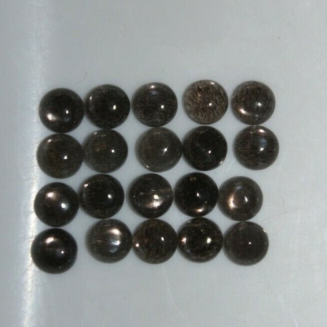 Black Moonstone 3mm, 4mm, 5mm, 6mm, 8mm Flat Back Round Cabochon Loose Gem(s)