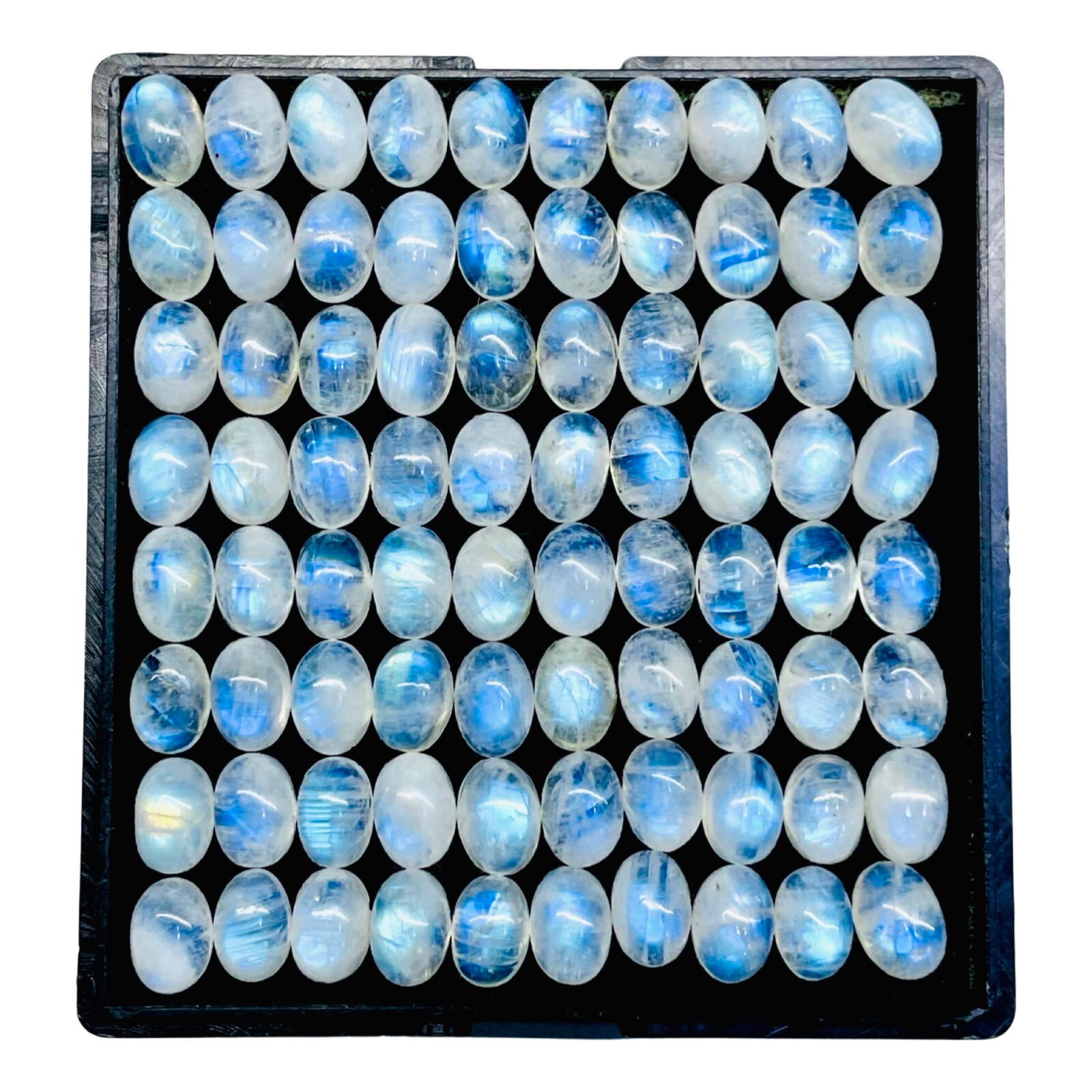 100 Pcs Natural Rainbow Moonstone 7x5mm Oval Loose Cabochon Gemstones Lot