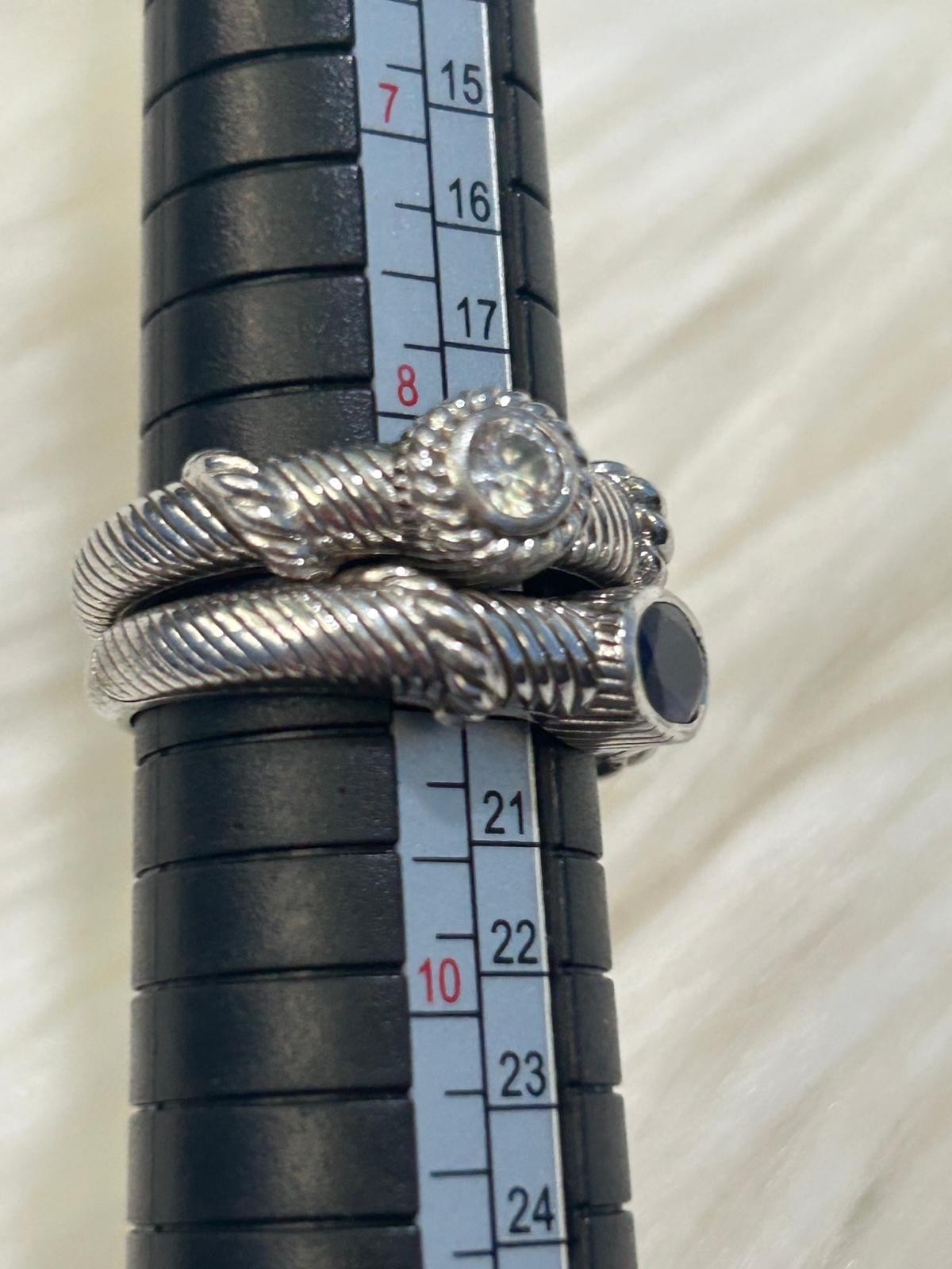 udith Ripka 925 Silver Stackable Rings Lot 2 Clear & Dark Purple Stone Size 8