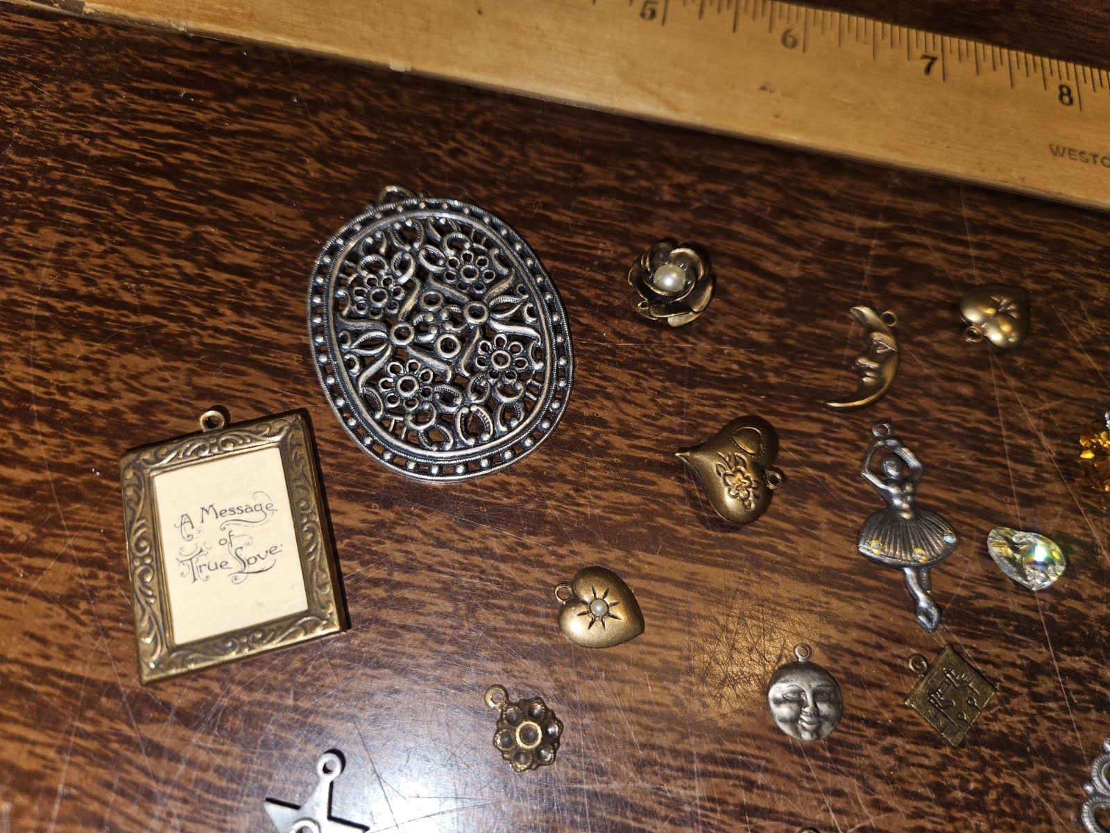 Lot Of 50 Mixed Parts Pcs France Vintage 60s Brass Stampings Findings Jewelry