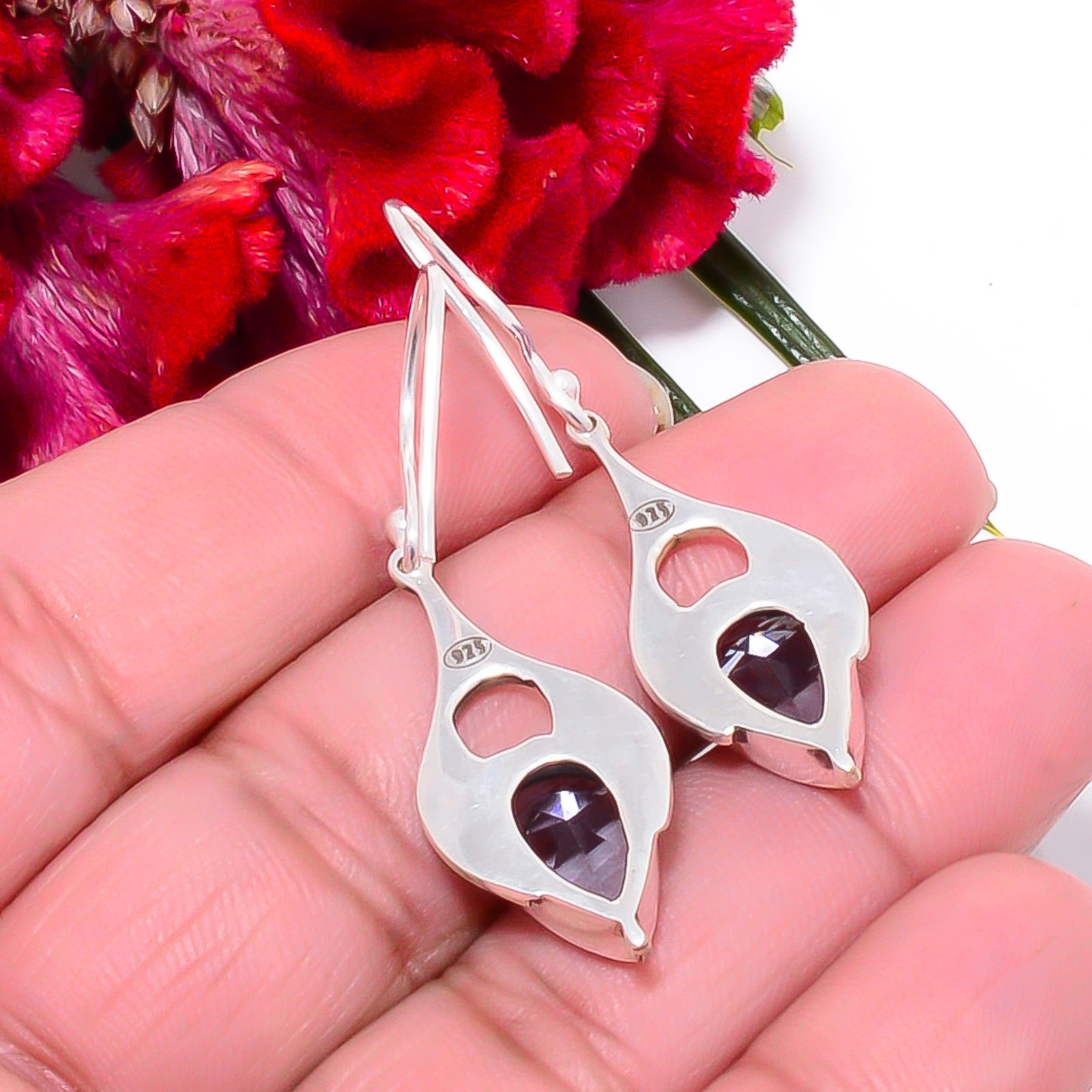 Iolite Oxidised Designer Handmade 925 Sterling Silver Earring 1.72″ Sku15