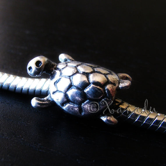 Turtle European Bead With Birthstone Charms For Charm Bracelets And Necklaces