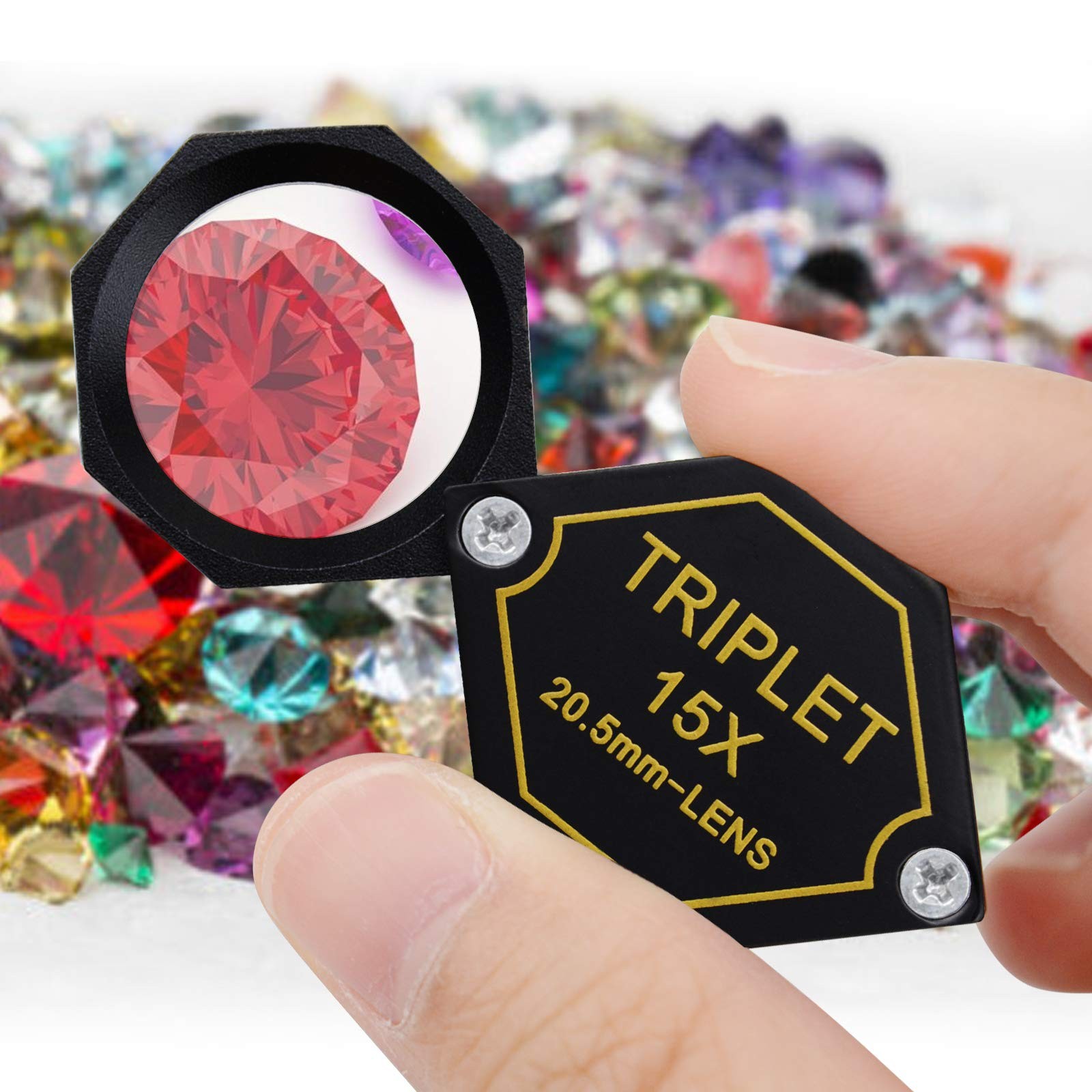 15x Magnifier Jewelry Loupe 20.5mm Triplet Lens Optical Glass Pocket Gem Magn…