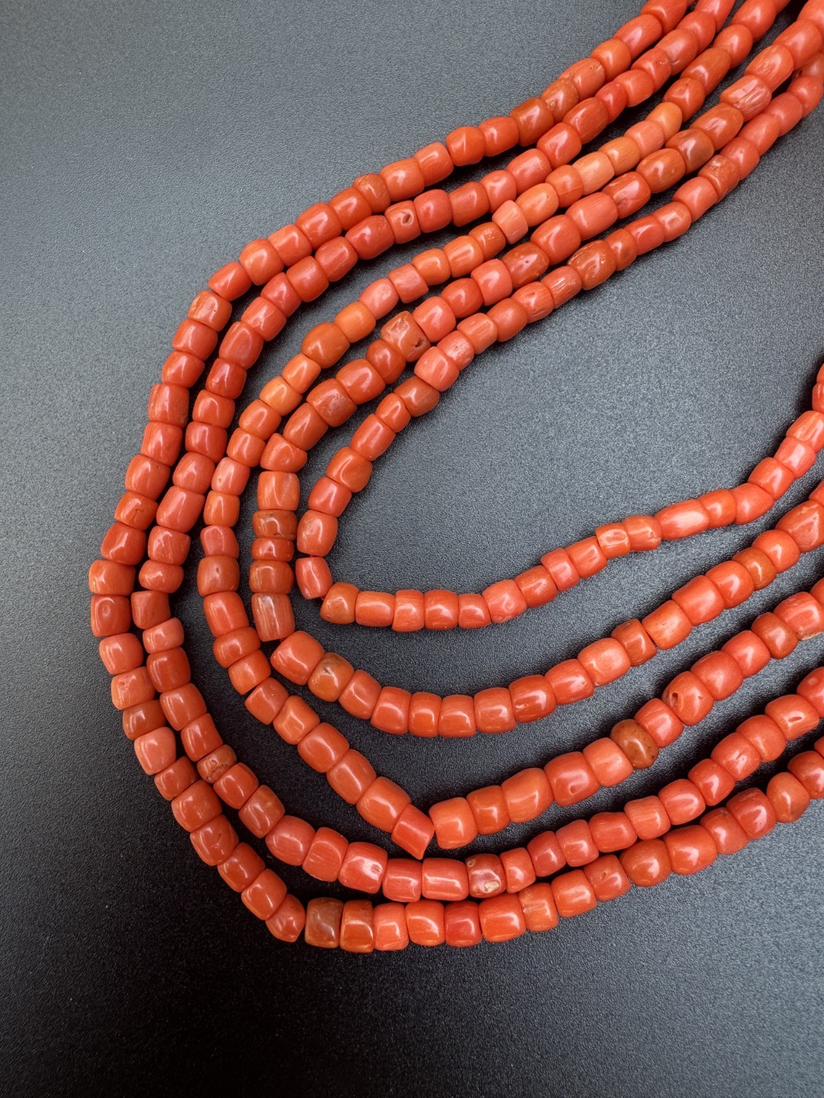 Napoleon Era 18kt Yellow Gold Multi Thread Red Coral Necklace
