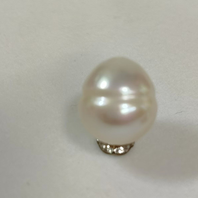 Huge 13.5×15.1mm natural south sea genuine white baroque pearl full drilled