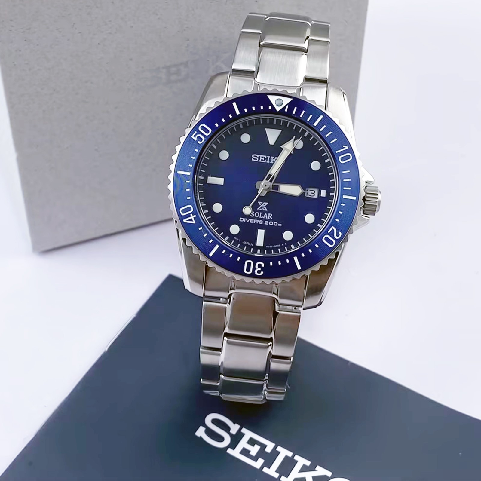 Seiko Prospex Sea Solar Power Blue Dial Men Stainless Steel SNE585 Watch 38.5mm