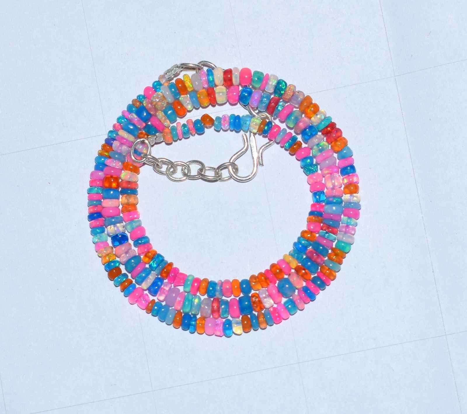 AAA+ Natural Ethiopian Opal Wello Fire Opal Gemstone Beads 16″Necklace M110